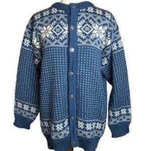 Dale Of Norway Pure Wool Arctic Fair Isle Snowflake Cardigan Sweater UNISEX